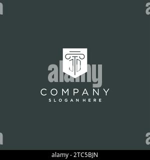 JD monogram with pillar and shield logo design, luxury and elegant logo for legal firm vector graphic Stock Vector