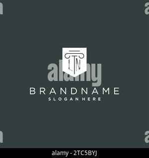 LN monogram with pillar and shield logo design, luxury and elegant logo for legal firm vector graphic Stock Vector