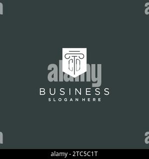 CO monogram with pillar and shield logo design, luxury and elegant logo for legal firm vector graphic Stock Vector