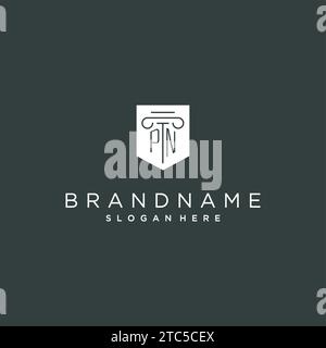 PN monogram with pillar and shield logo design, luxury and elegant logo for legal firm vector graphic Stock Vector