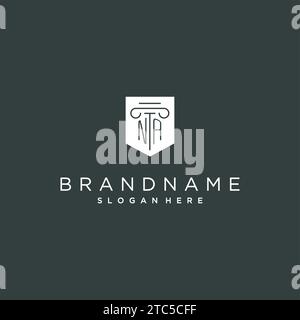 NA monogram with pillar and shield logo design, luxury and elegant logo for legal firm vector graphic Stock Vector