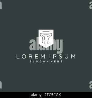 RZ monogram with pillar and shield logo design, luxury and elegant logo for legal firm vector graphic Stock Vector