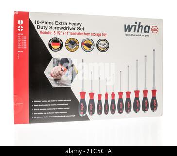 Winneconne, WI - 2 December 2023: A package of Wiha extra duty screwdriver set on an isolated background Stock Photo