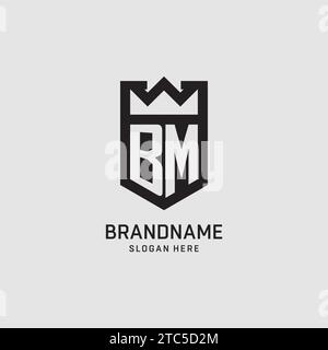 Initial BM logo shield shape, creative esport logo design vector graphic Stock Vector