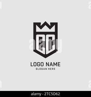 Initial CC logo shield shape, creative esport logo design vector graphic Stock Vector