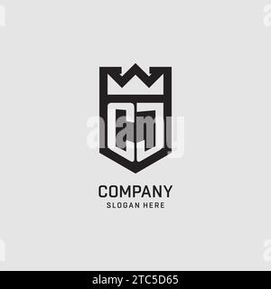 Initial CJ logo shield shape, creative esport logo design vector graphic Stock Vector