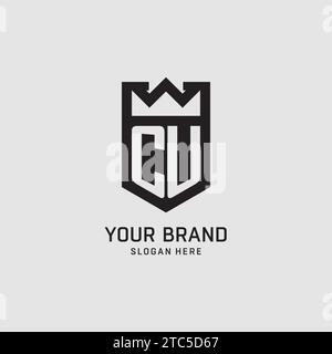 Initial CU logo shield shape, creative esport logo design vector graphic Stock Vector