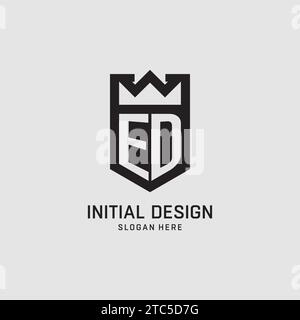 Initial ED logo shield shape, creative esport logo design vector graphic Stock Vector