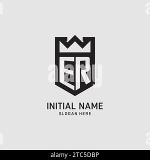 Initial ER logo shield shape, creative esport logo design vector graphic Stock Vector