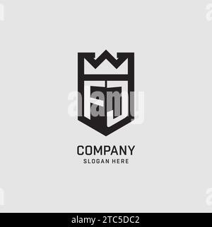 Initial FJ logo shield shape, creative esport logo design vector graphic Stock Vector