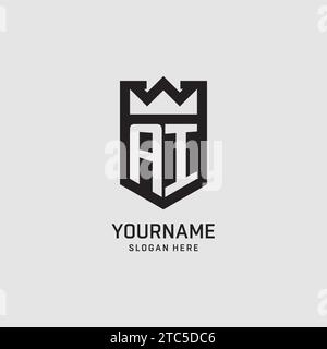Initial AI logo shield shape, creative esport logo design vector graphic Stock Vector