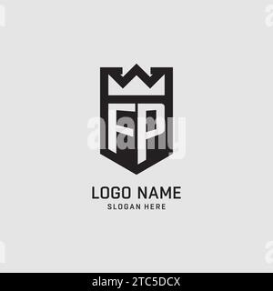 Initial FP logo shield shape, creative esport logo design vector graphic Stock Vector