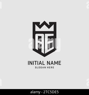 Initial AE logo shield shape, creative esport logo design vector graphic Stock Vector