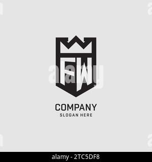Initial FW logo shield shape, creative esport logo design vector graphic Stock Vector