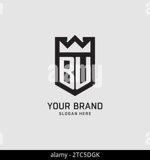 Initial BU logo shield shape, creative esport logo design vector graphic Stock Vector