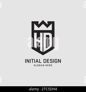 Initial HD logo shield shape, creative esport logo design vector graphic Stock Vector