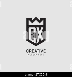 Initial CX logo shield shape, creative esport logo design vector graphic Stock Vector
