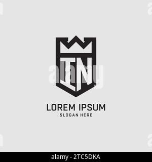 Initial IN logo shield shape, creative esport logo design vector graphic Stock Vector