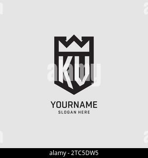 Initial KV logo shield shape, creative esport logo design vector graphic Stock Vector