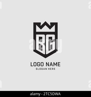 Initial BG logo shield shape, creative esport logo design vector graphic Stock Vector