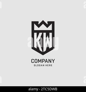 Initial KW logo shield shape, creative esport logo design vector graphic Stock Vector