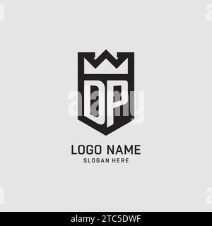 Initial DP logo shield shape, creative esport logo design vector graphic Stock Vector