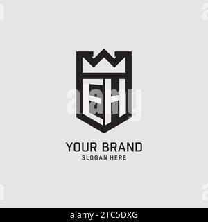 Initial EH logo shield shape, creative esport logo design vector graphic Stock Vector