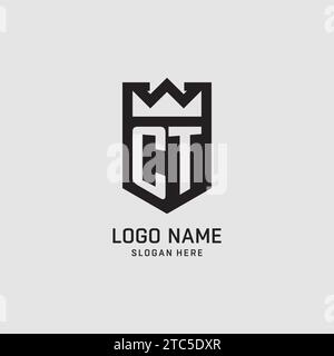 Initial CT logo shield shape, creative esport logo design vector graphic Stock Vector
