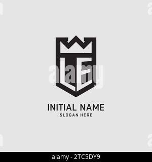 Initial LE logo shield shape, creative esport logo design vector graphic Stock Vector