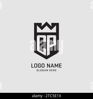 Initial CP logo shield shape, creative esport logo design vector graphic Stock Vector
