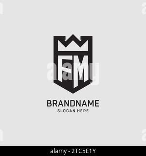 Initial FM logo shield shape, creative esport logo design vector graphic Stock Vector