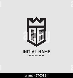 Initial CE logo shield shape, creative esport logo design vector graphic Stock Vector