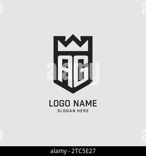 Initial AG logo shield shape, creative esport logo design vector graphic Stock Vector