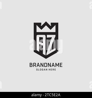 Initial AZ logo shield shape, creative esport logo design vector graphic Stock Vector