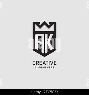Initial AK logo shield shape, creative esport logo design vector graphic Stock Vector