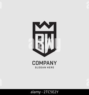 Initial BW logo shield shape, creative esport logo design vector graphic Stock Vector