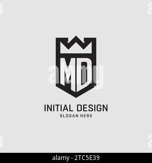 Initial MD logo shield shape, creative esport logo design vector graphic Stock Vector