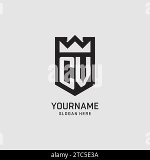 Initial CV logo shield shape, creative esport logo design vector graphic Stock Vector