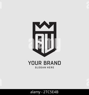 Initial AU logo shield shape, creative esport logo design vector graphic Stock Vector