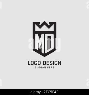 Initial MO logo shield shape, creative esport logo design vector graphic Stock Vector