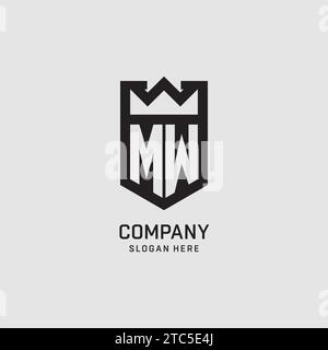 Initial MW logo shield shape, creative esport logo design vector graphic Stock Vector