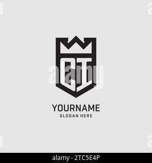 Initial CI logo shield shape, creative esport logo design vector graphic Stock Vector
