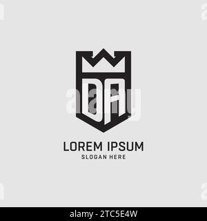 Initial DA logo shield shape, creative esport logo design vector graphic Stock Vector