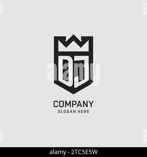 Initial DJ logo shield shape, creative esport logo design vector graphic Stock Vector