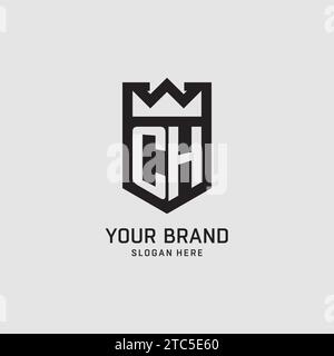 Initial CH logo shield shape, creative esport logo design vector graphic Stock Vector