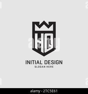 Initial HQ logo shield shape, creative esport logo design vector graphic Stock Vector