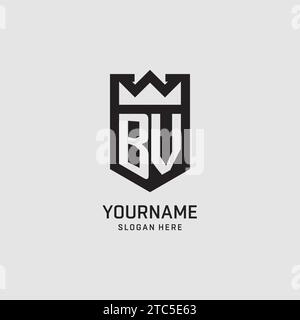 Initial BV logo shield shape, creative esport logo design vector graphic Stock Vector