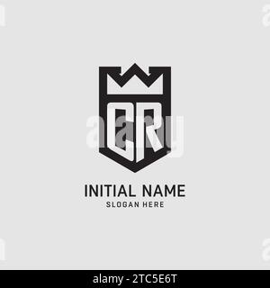 Initial CR logo shield shape, creative esport logo design vector graphic Stock Vector