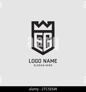 Initial EG logo shield shape, creative esport logo design vector graphic Stock Vector