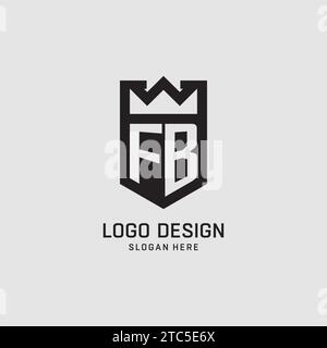 Initial FB logo shield shape, creative esport logo design vector graphic Stock Vector